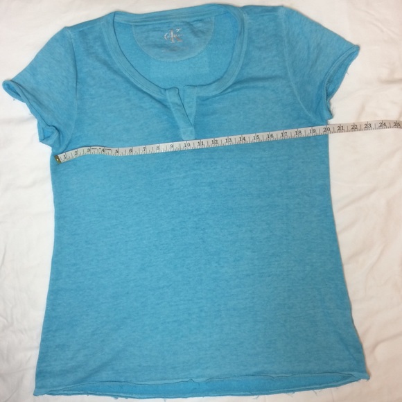 Calvin Klein comfy tee shirt blouse blue green top - Picture 7 of 8